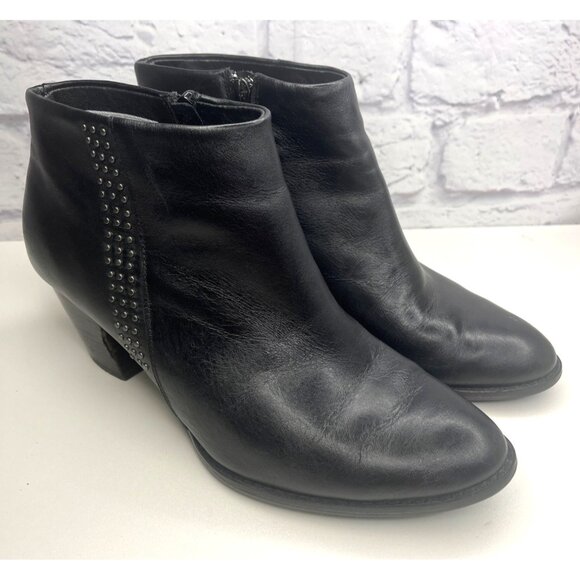 Vionic Georgia Orthaheel Studded Black Leather Ankle Boots Size 9 Booties - Picture 12 of 13